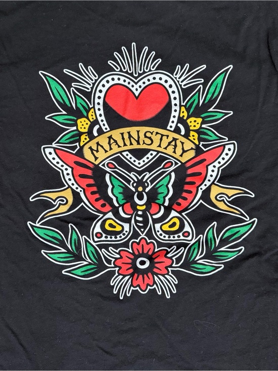 Mainstay Other - Mainstay Tattoo Austin Texas Heart Butterfly Graphic Tee Medium Black Unisex